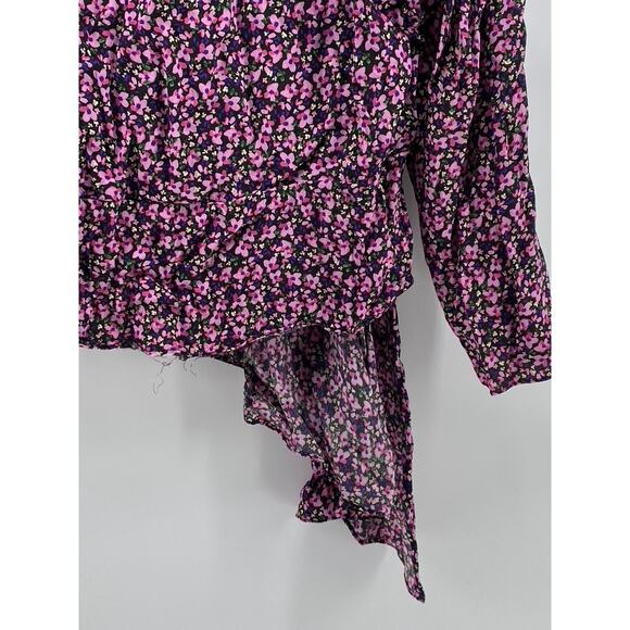 UNBRANDED Women's Pink Floral Print V-Neck Long Sleeve Top SZ M - Picture 9 of 10